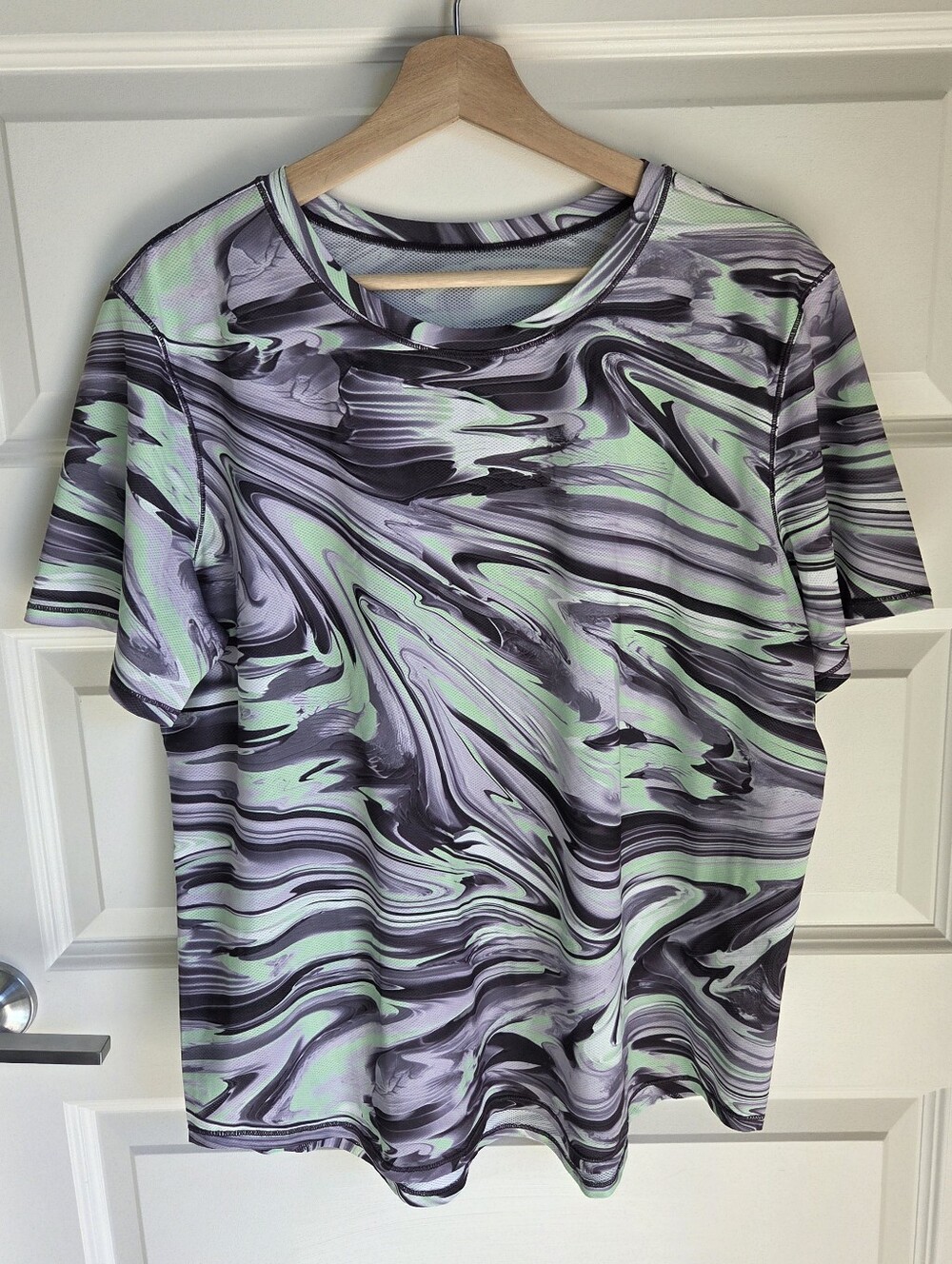 Lululemon High-Neck Running and Training T-Shirt Paint Glide Warp Multi Size 12